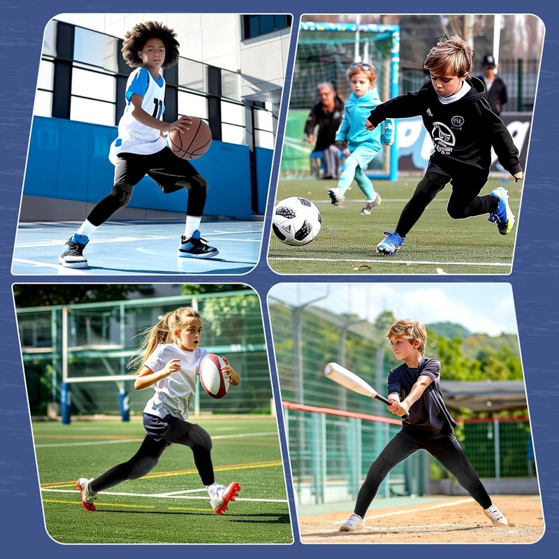 Newbyinn Knee Pad for Kid Youth 1 Pair, Black Padded Knee Leg Compression Sleeve for Basketball Football Volleyball Soccer Sport Boy Girl - Image 5